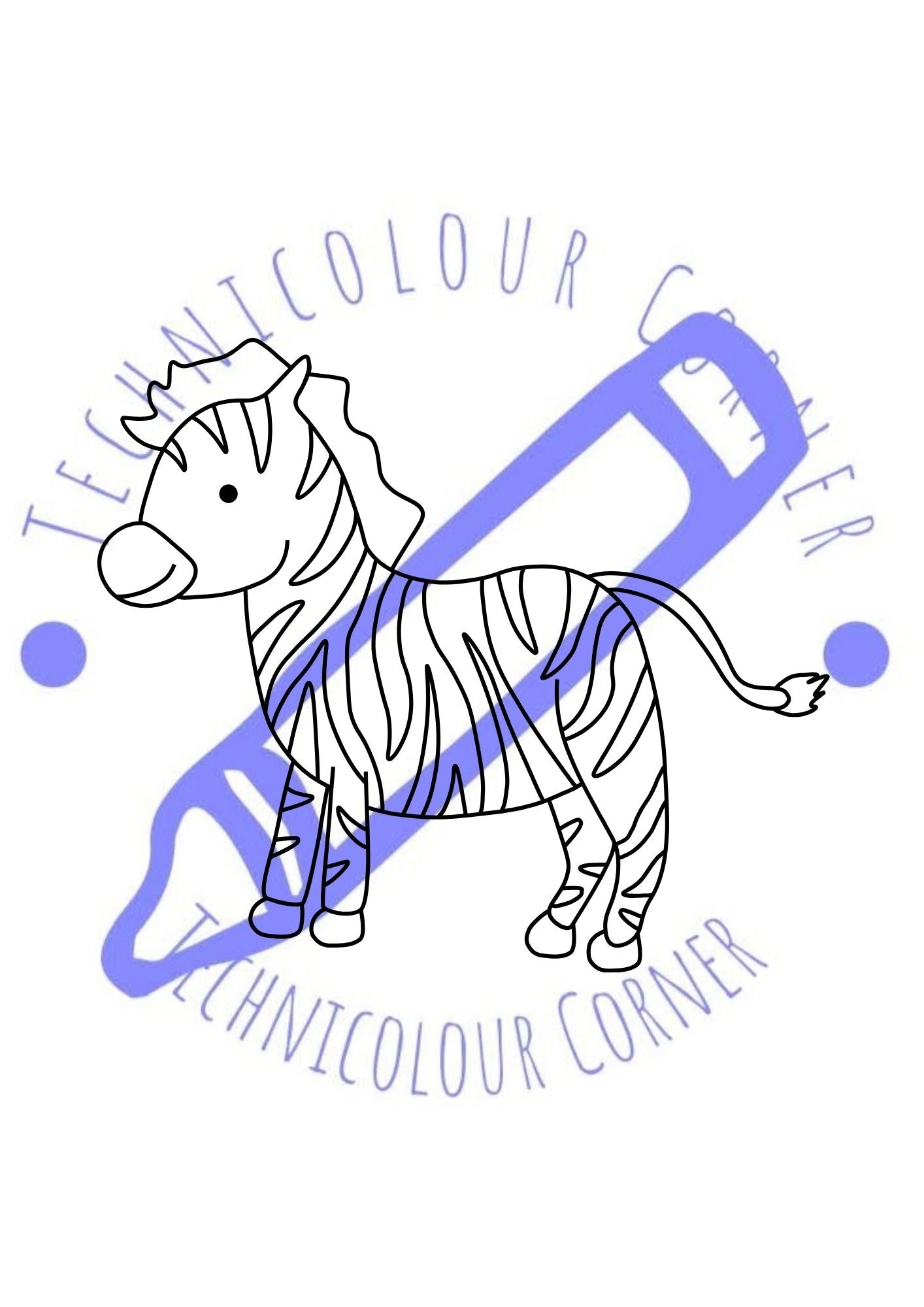 colouring page of a stripey zebra
